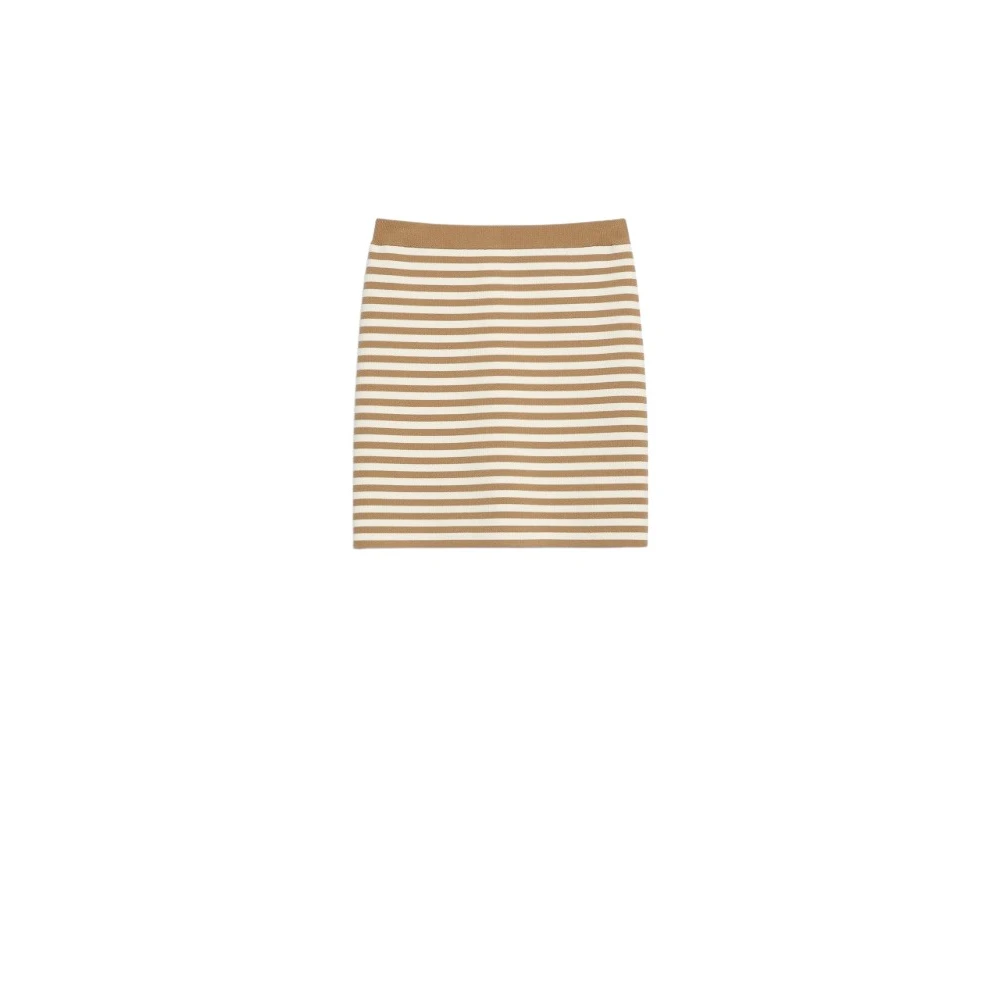 Max Mara Kleurrijke Gebreide Minirok Domizia Stijl Beige Dames