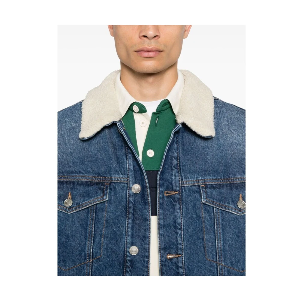 Isabel marant Denimjack met Faux-Shearling Kraag Blue Heren