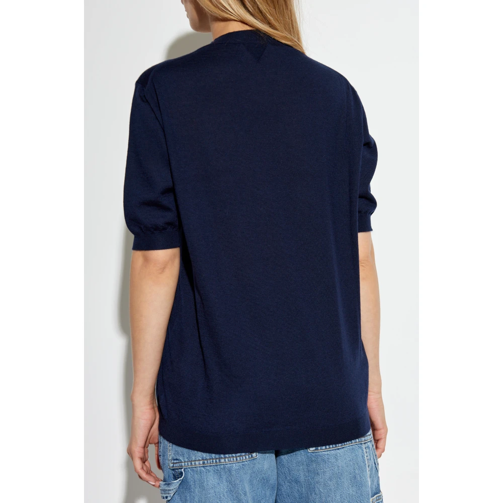 Bottega Veneta Top met geborduurd logo Blue Dames