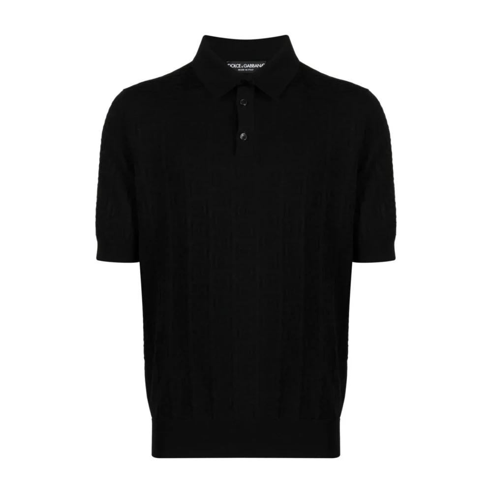 Dolce & Gabbana Geweven Logo Gebreide Polo Black Heren