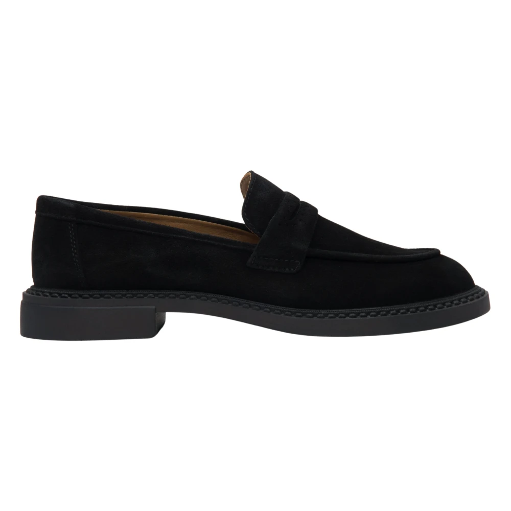 Estro Women's Black Penny Loafers Made Of Italian Genuine Velour Er00117091