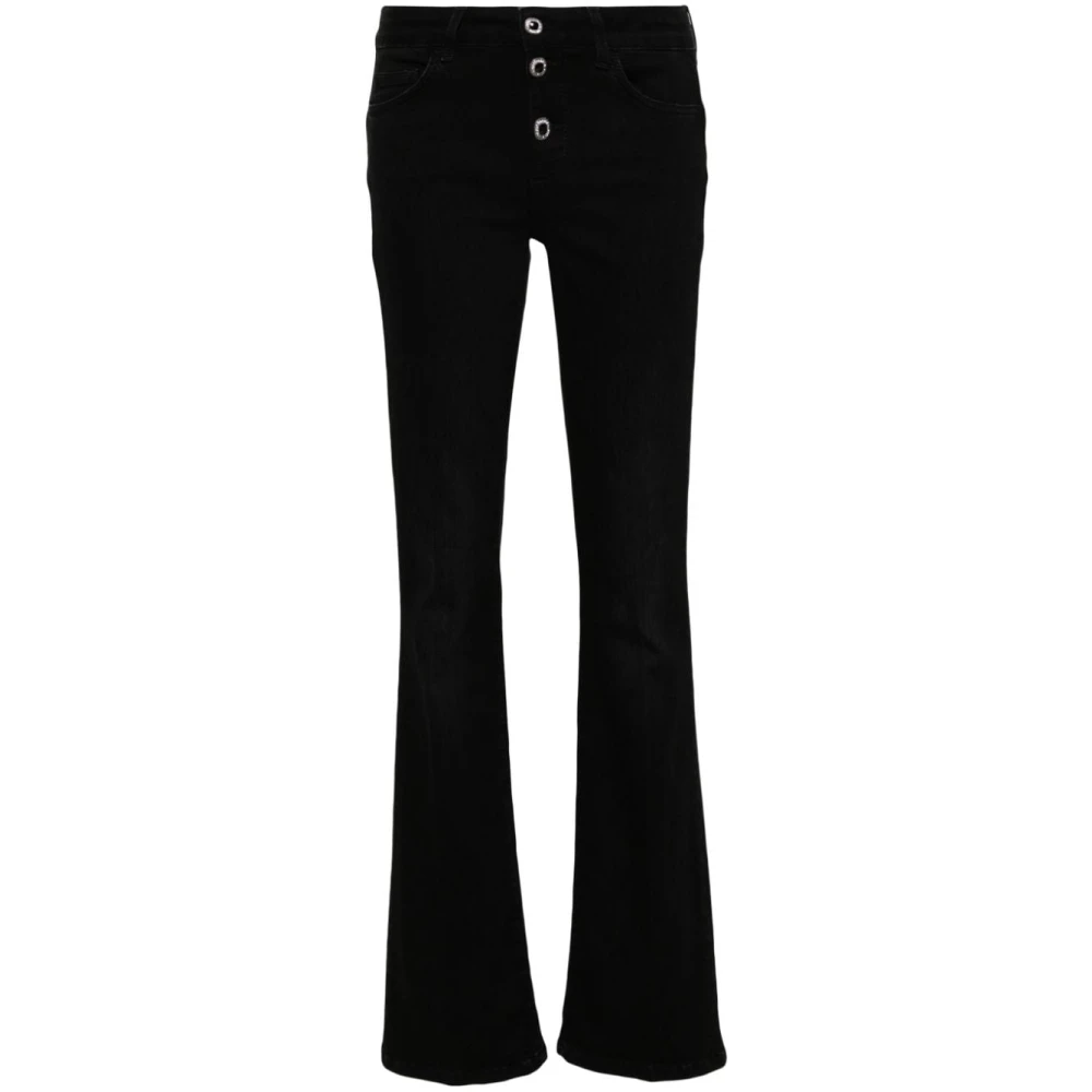Liu Jo Zwarte Kristal-Verfraaide Bootcut Jeans Black Dames