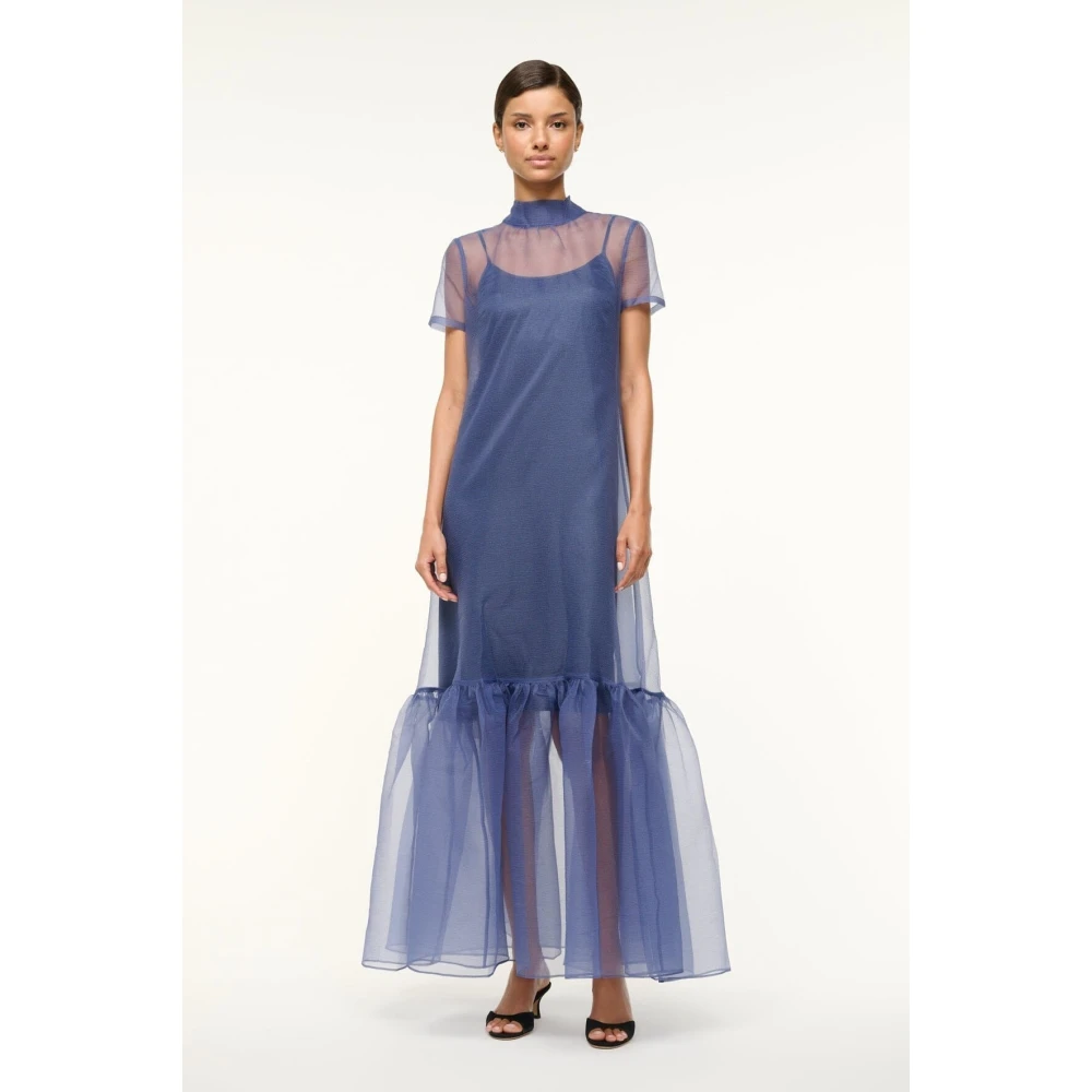 Staud Organza Calluna Jurk Blue Dames