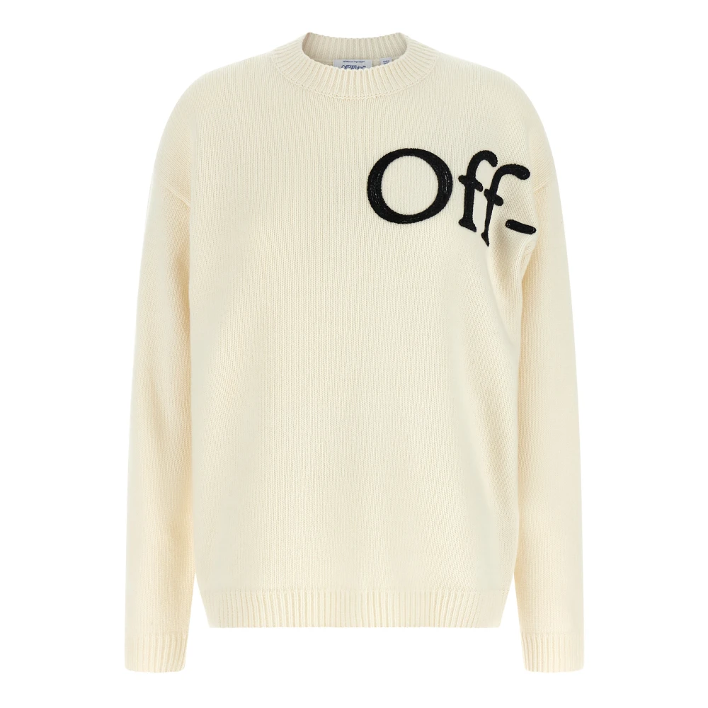 Off White White Off Round-Neck Knitwear, Female, S, Round-Neck Knitwear