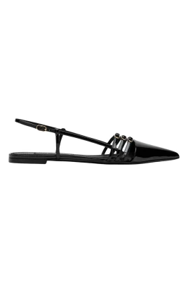 Svarta Slingback Ballerinaskor i Lackläder