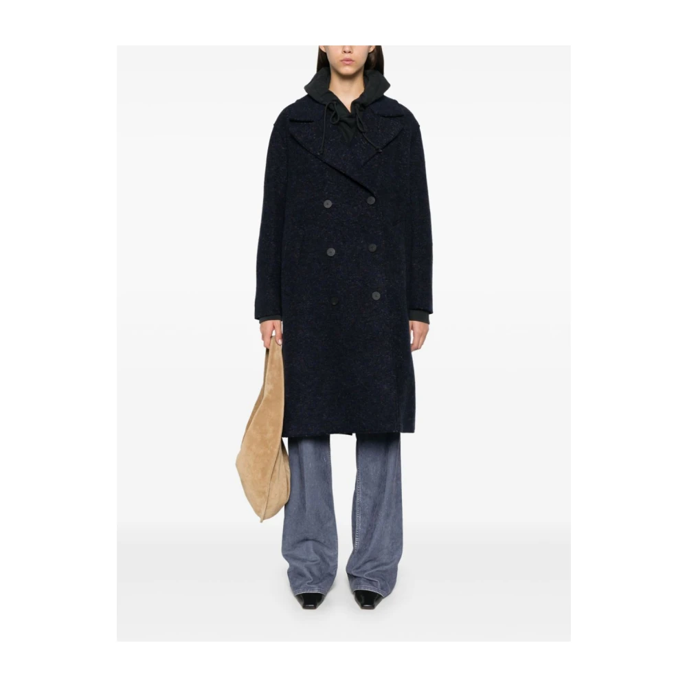 Harris Wharf London Midnight Blue Double-Breasted Coat Blue Dames