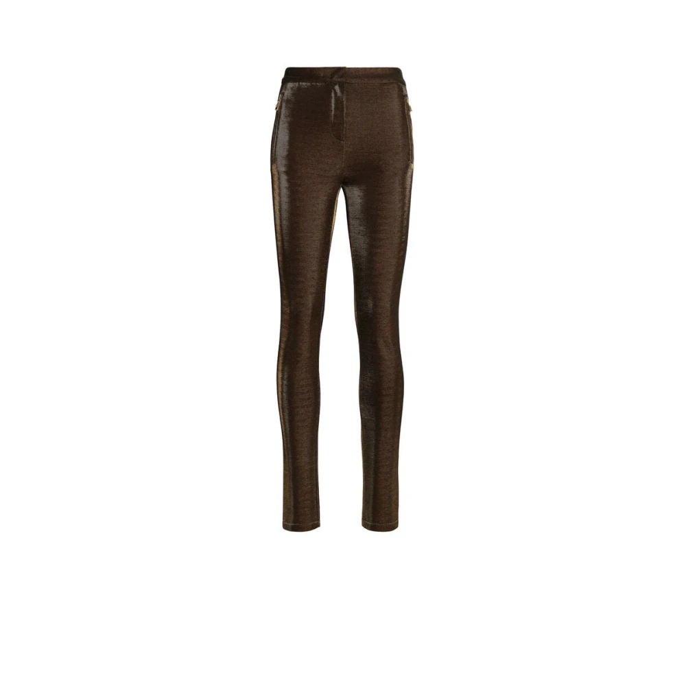 Roberto Cavalli Yellow Skinny Trousers, Female, Xl, Lurex Skinny Trousers