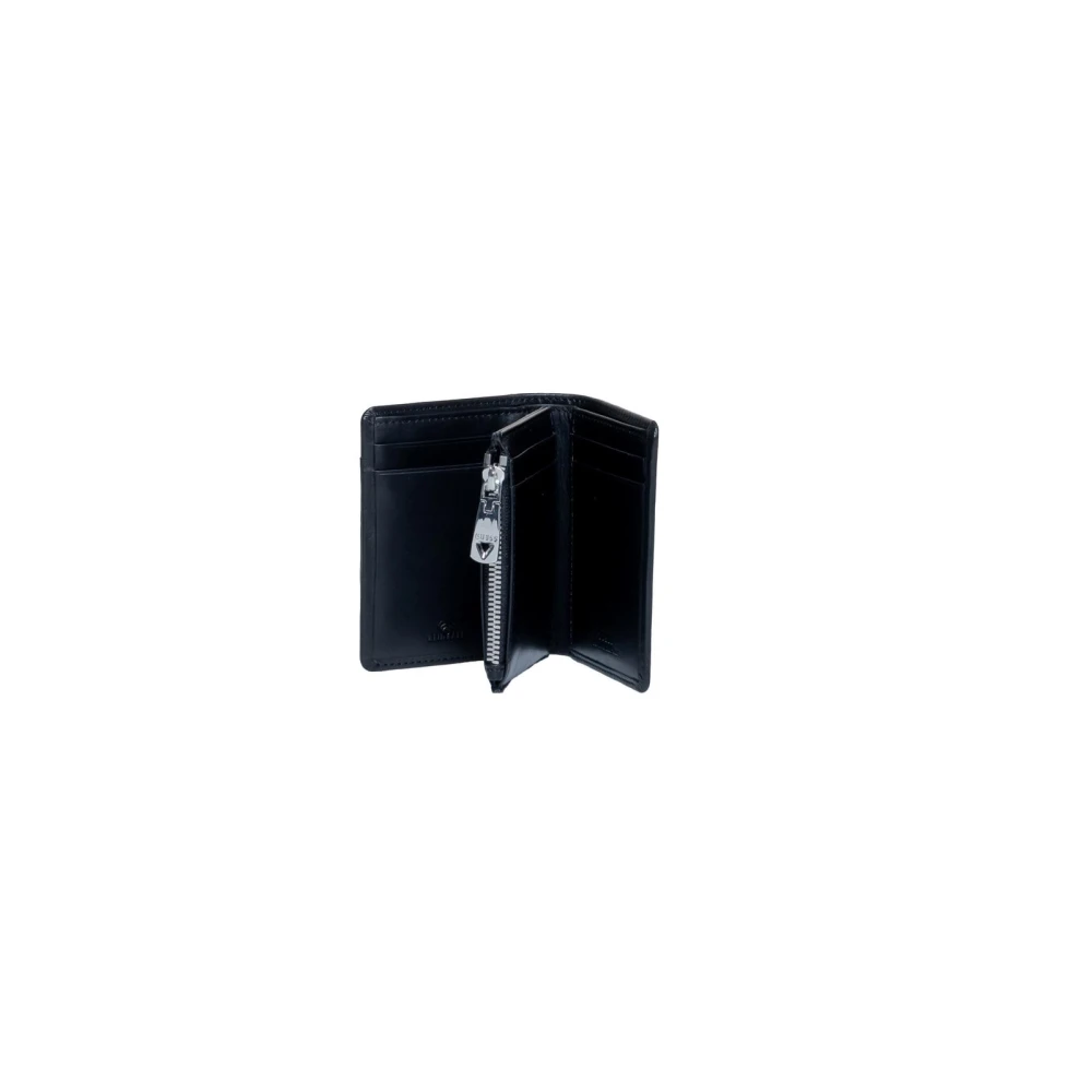Guess Zwarte Leren Bifold Portemonnee Ritssluiting Black Heren