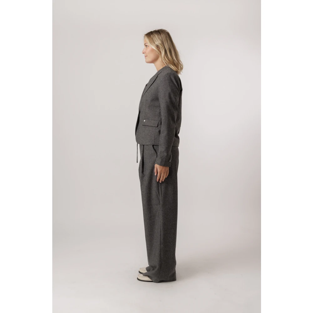 MOS MOSH Zwarte Zenia Blazer met enkele knoop Gray Dames