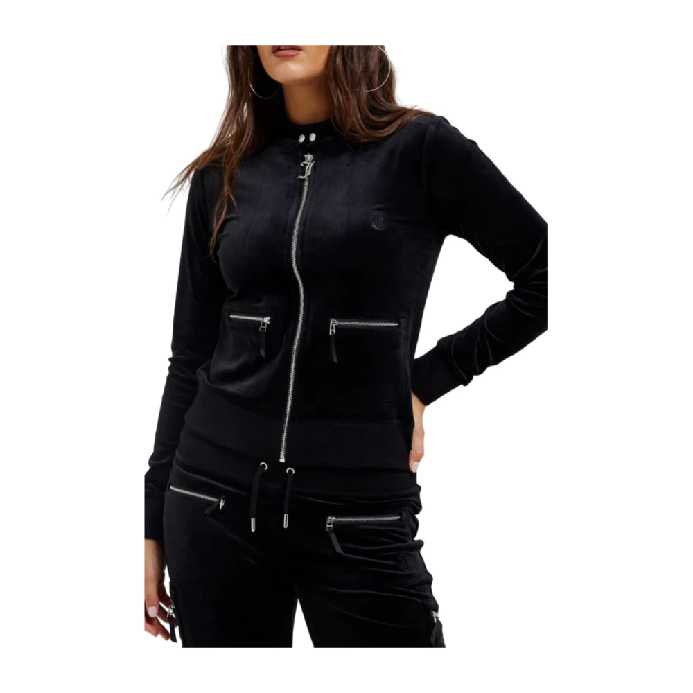 Juicy Couture Zwarte Velours Moto Trui Black Dames