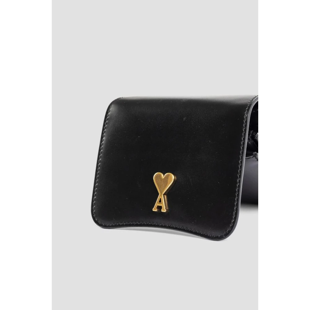 Ami Paris Compacte Zwarte Paris Portemonnee Black Dames