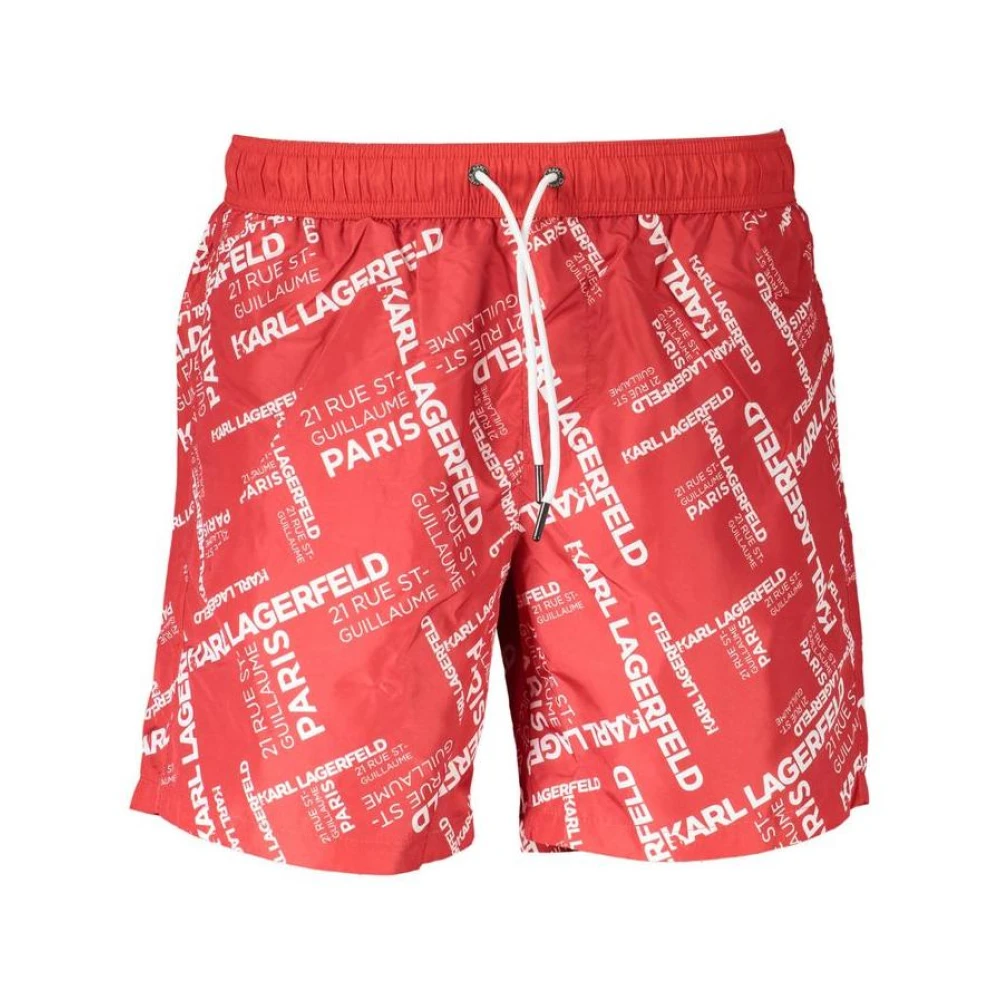Karl Lagerfeld Men's Red Beachwear, S, Polyester Swimwear
