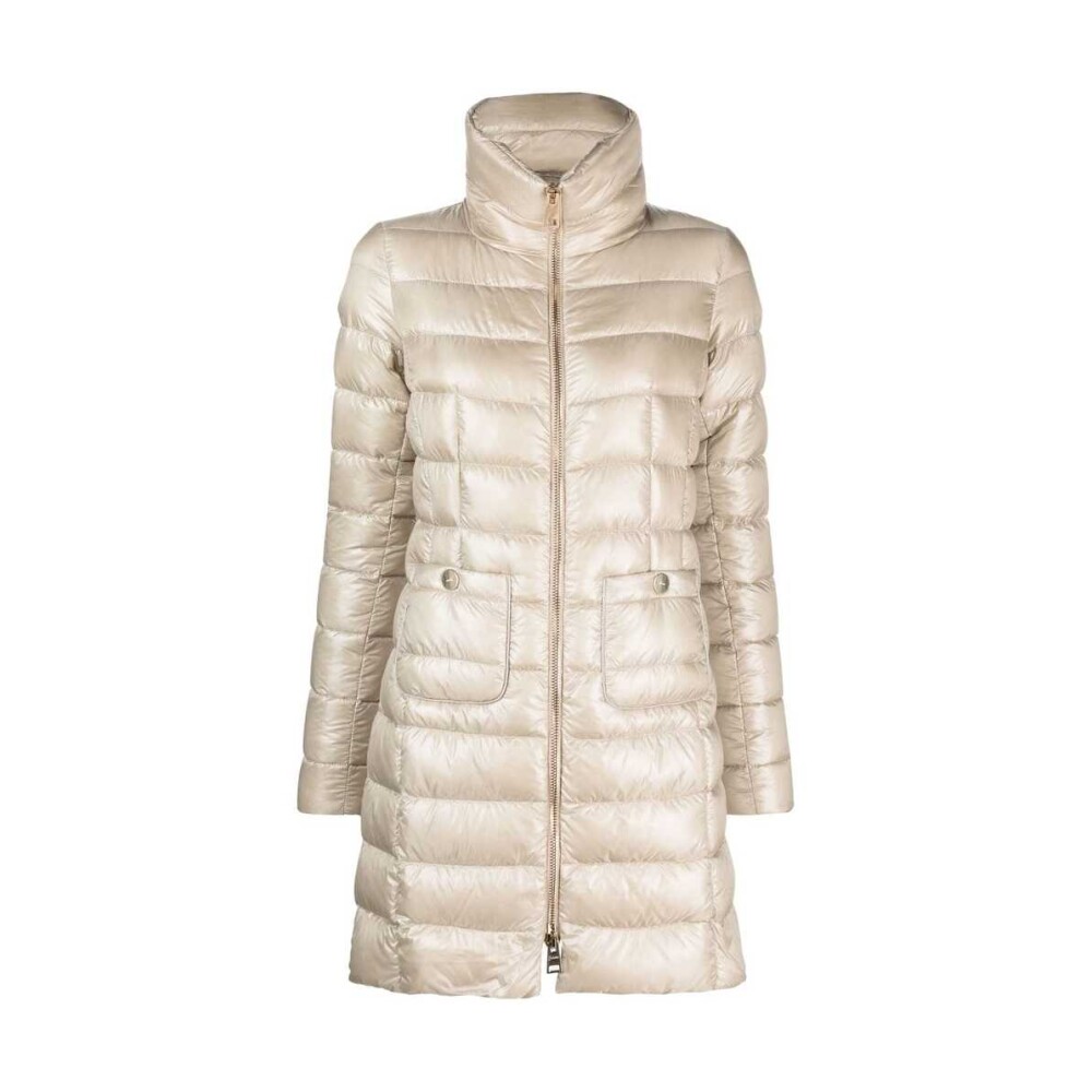 【関税＆送料込み】Herno Beige Down Jacket Herno - Taupe Cashmere & Silk A-Line Puffer Jacket