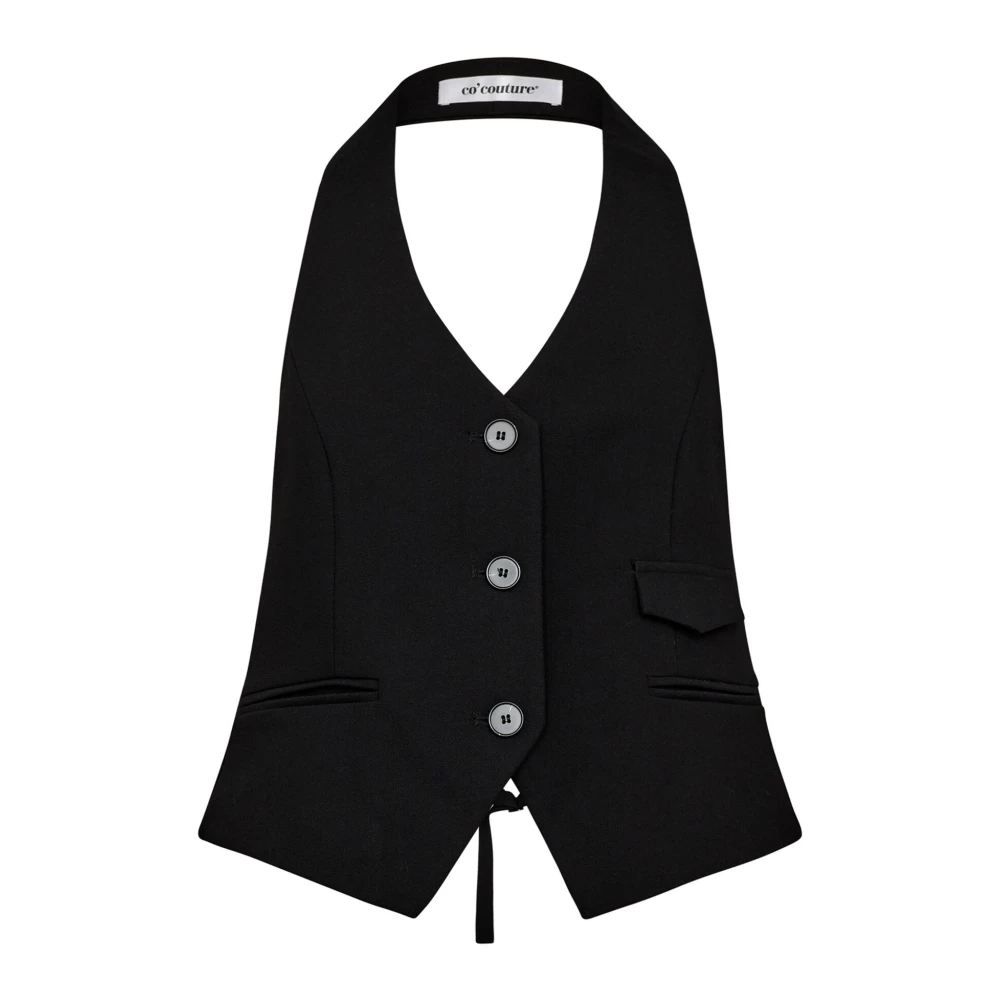 Co'Couture Zwarte Halter Vest Blazer Stijlvol Model Black Dames