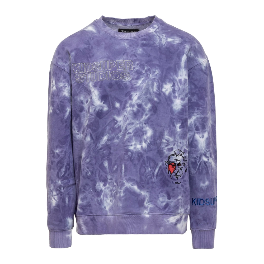 KidSuper Studios Geverfde Crewneck Sweatshirt Purple Heren