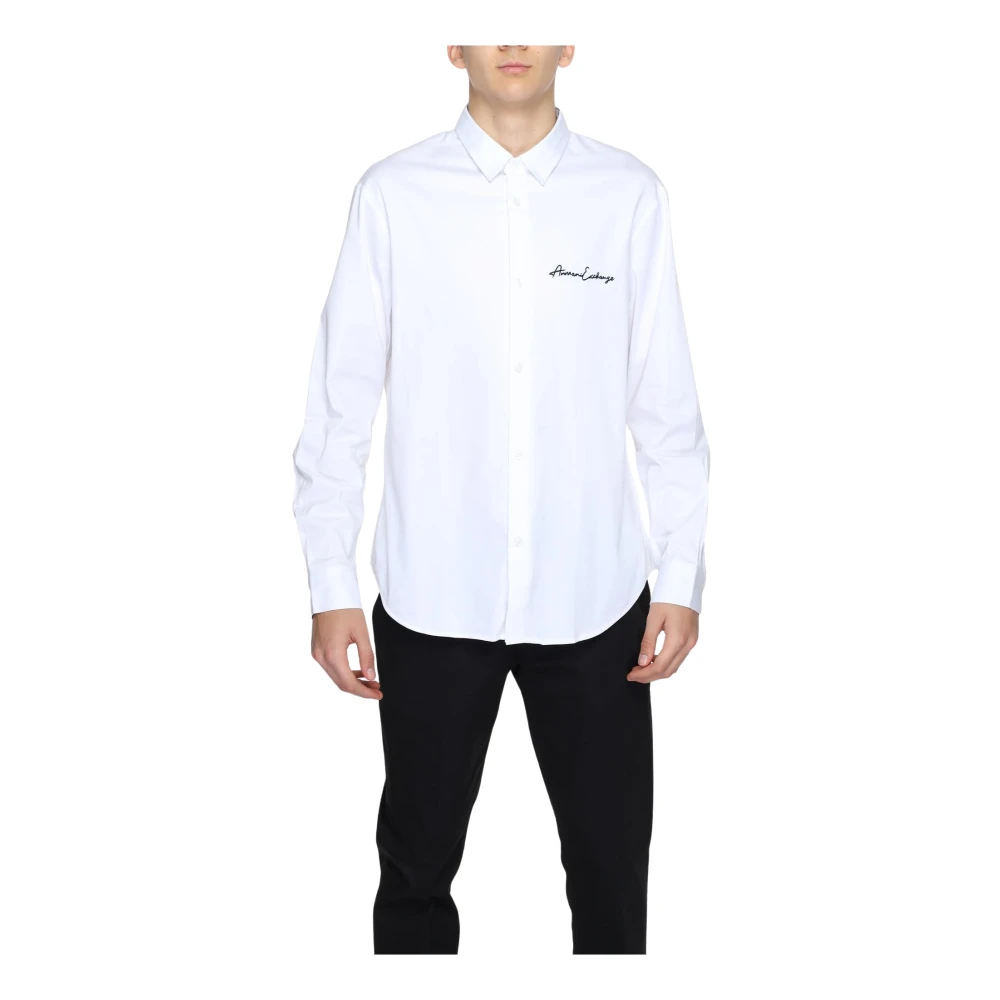Armani Exchange Overhemd van geprint katoen met lange mouwen White Heren