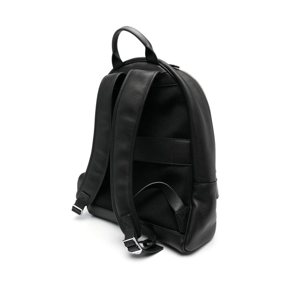 Santoni Rugzak van generfd leer met logopatch Black Heren