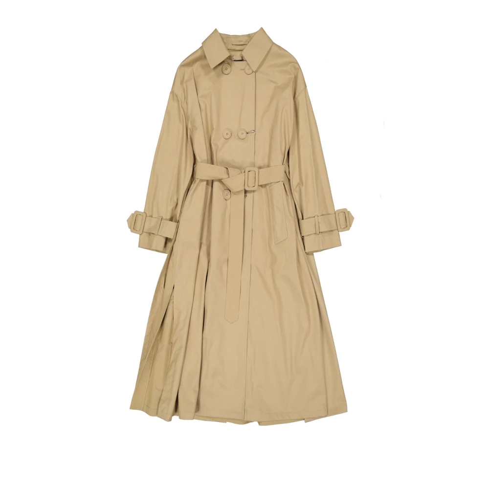 Herno Vrouw Beige Jassen Dames, L, Katoen, Trenchcoat Met Ceintuur
