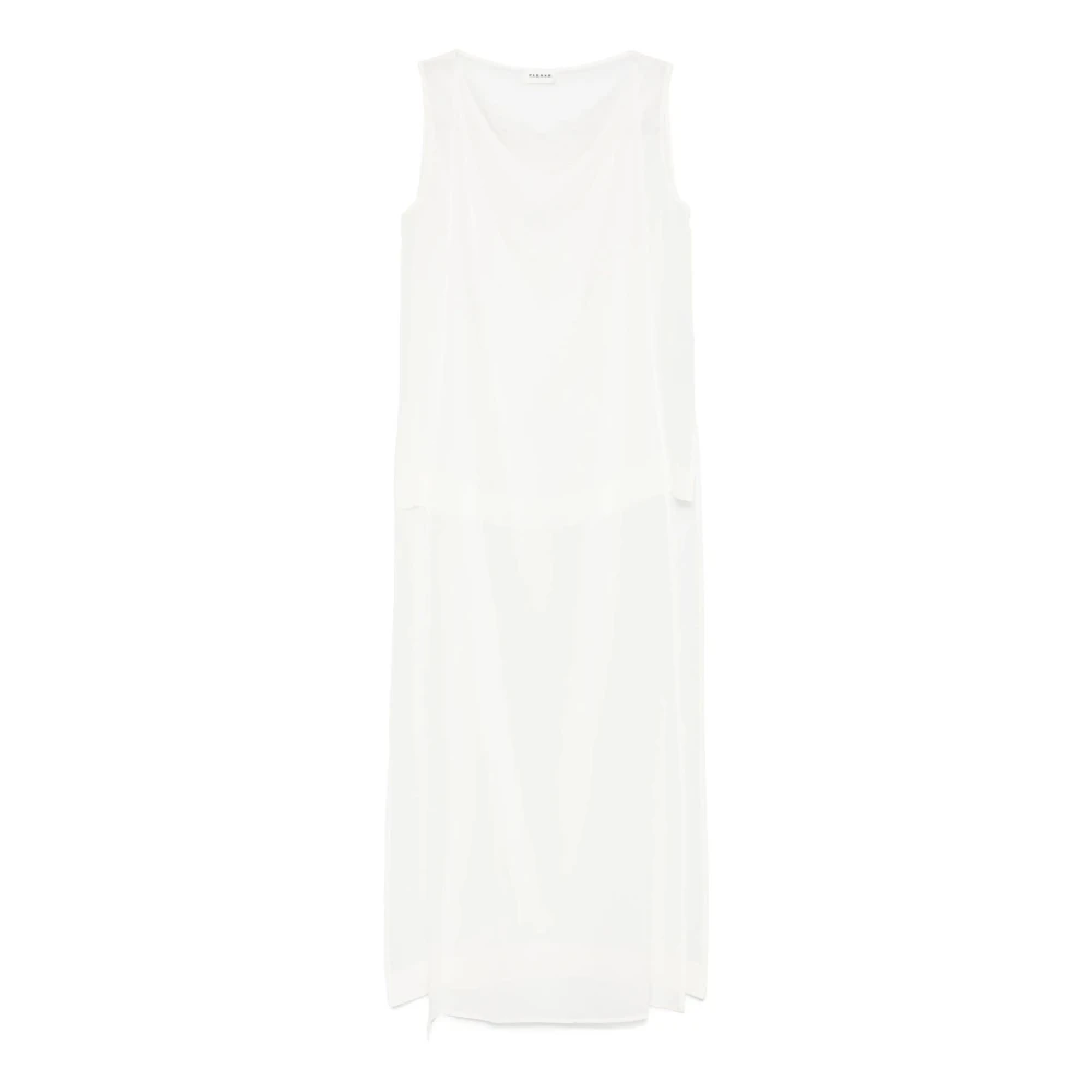 P.a.r.o.s.h. Zijden Uilnek Mouwloze Blouse White Dames