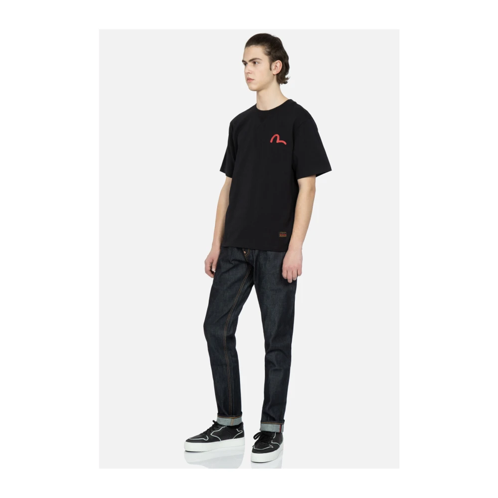 Evisu Zwarte korte mouw T-shirt Black Heren