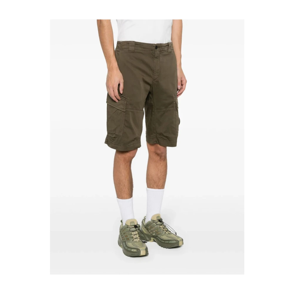 C.P. Company Stretch Sateen Cargo Shorts Green Heren