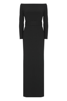 black-dress-with-belt-and-vent