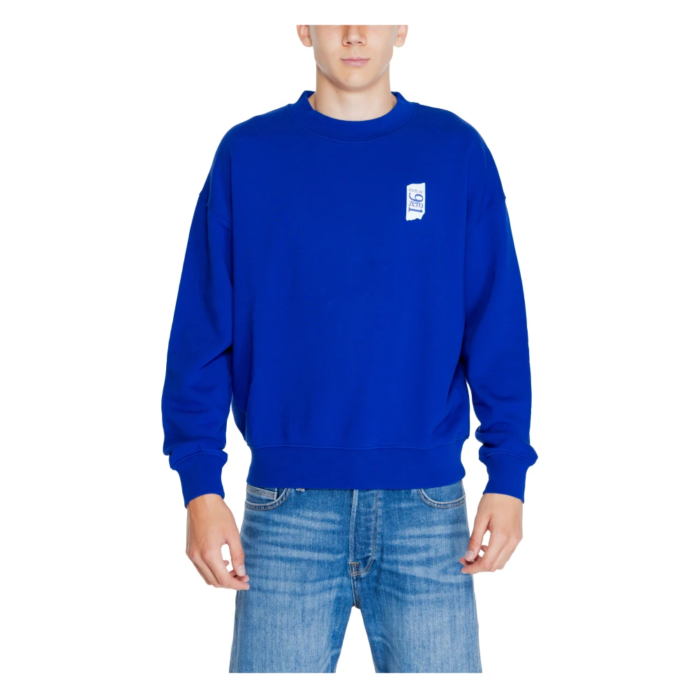 Replay Katoen Fleece Heren Trui Blue Heren