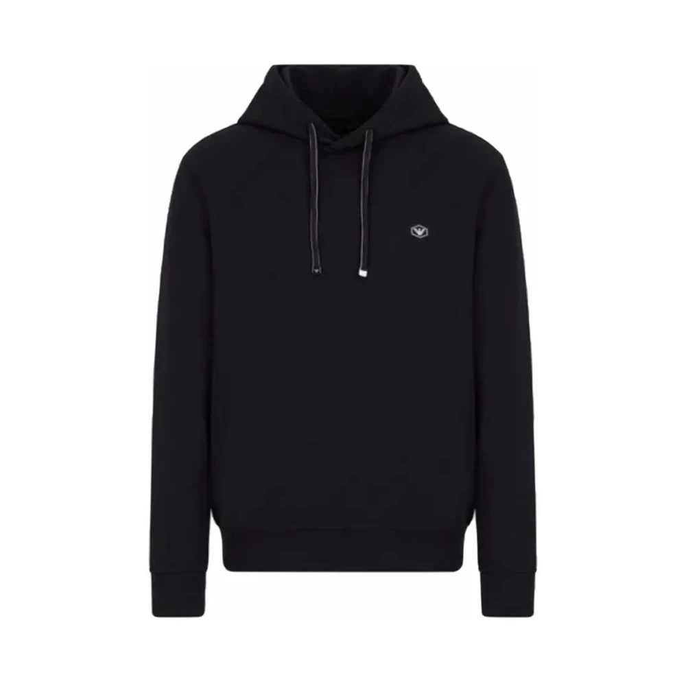 Armani Hoodie met logopatch Black Heren
