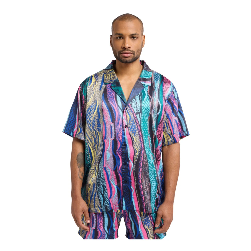 carlo colucci Stijlvol All-Over Print Overhemd Multicolor Heren