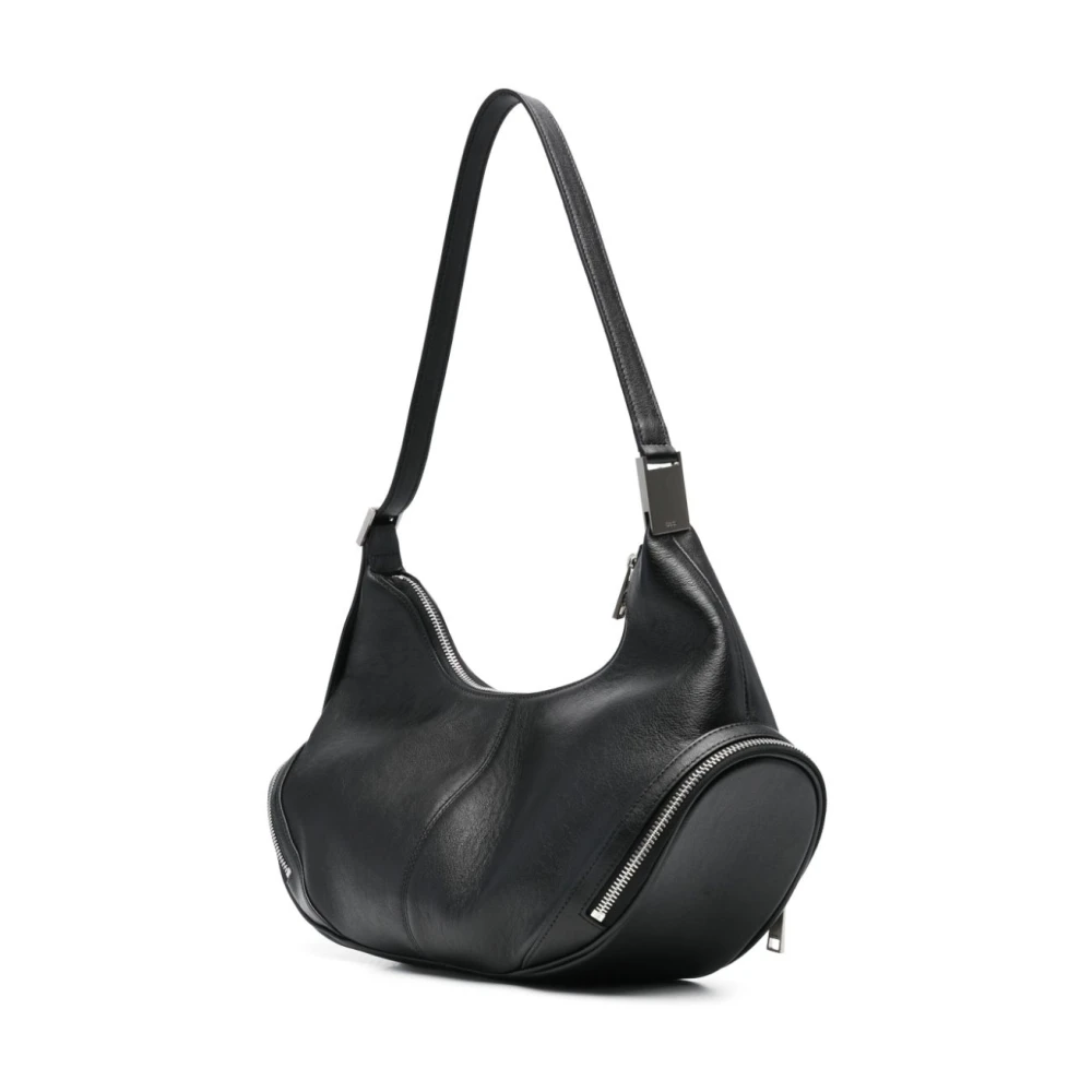 Osoi Zwarte leren schoudertas Black Dames
