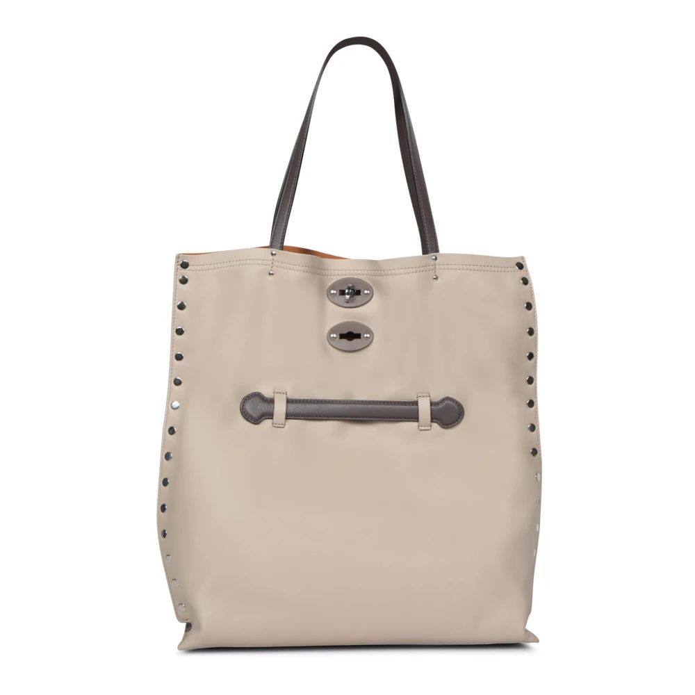 Zanellato Elegante Duifgrijze Metalen Detailtas Beige Dames