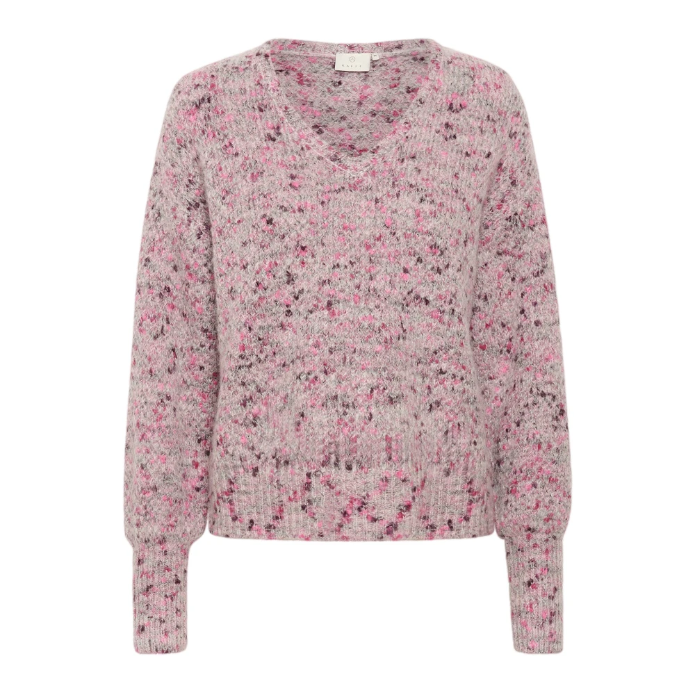 Kaffe Grijs Roze Melange Gebreide Trui Kagiana Stijl Pink Dames