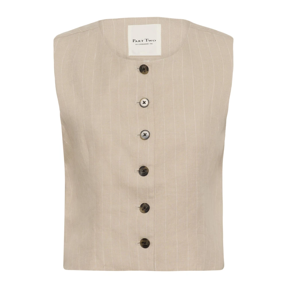 Part Two Women's Beige Pinstripe Blouse - Blouses - Xl - Blouses & Shirts