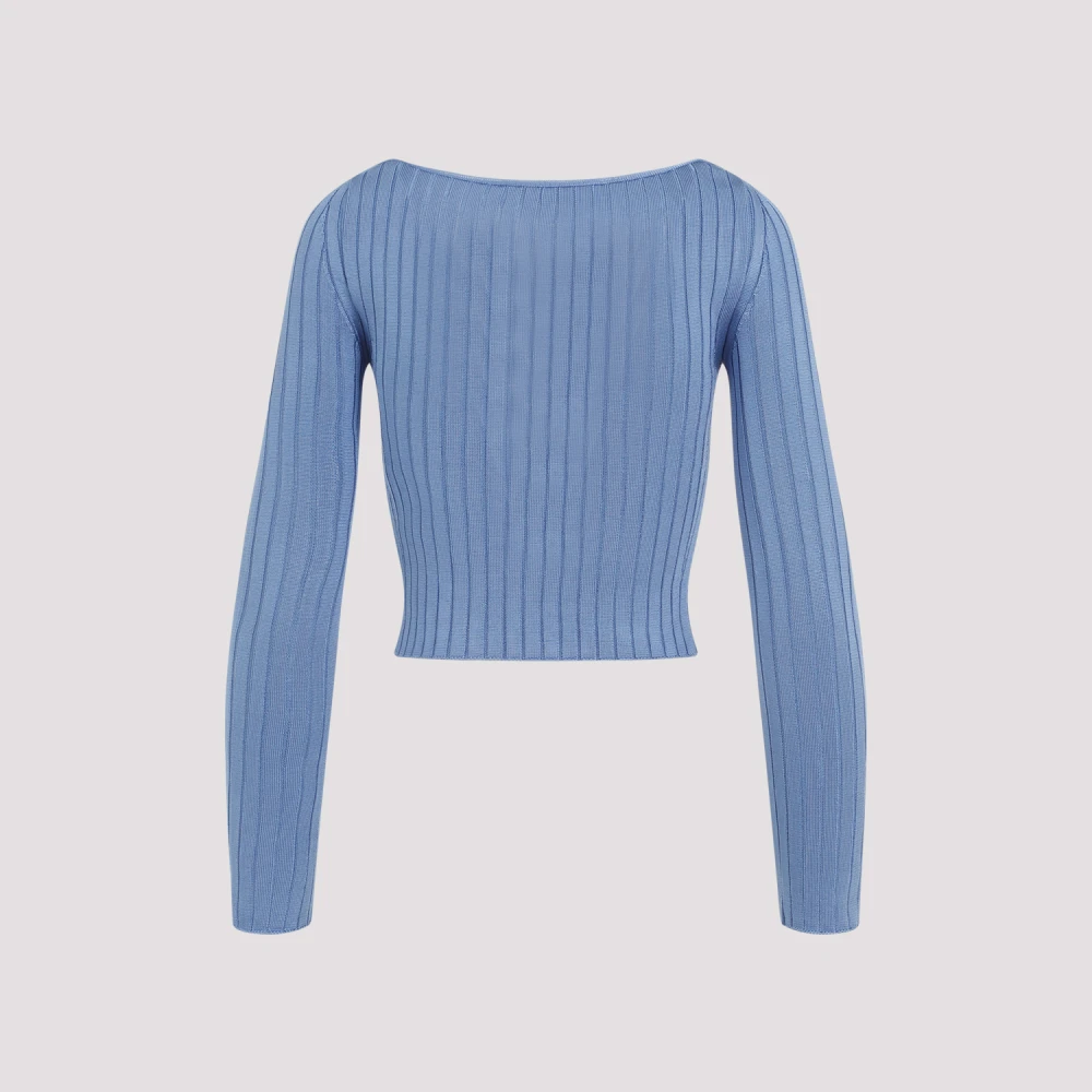 Marni Blauwe Intarsia Logo Cardigan Sweater Blue Dames