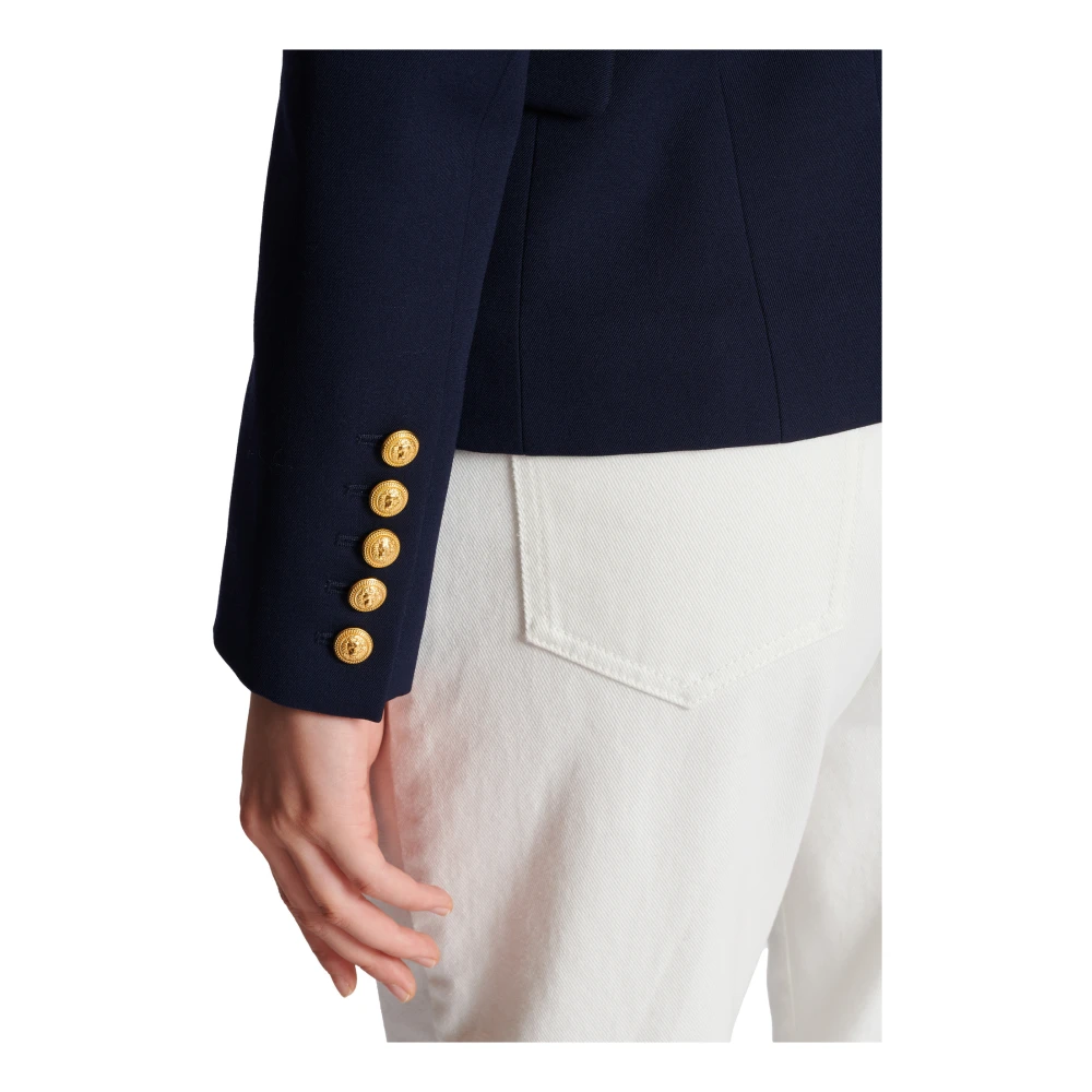Balmain Eenknoops wollen blazer Blue Dames