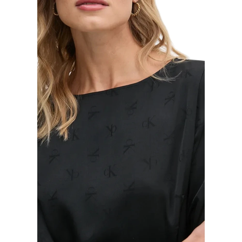 Calvin Klein Jeans Elegante Jacquard Korte Jurk Vrouwen Black Dames