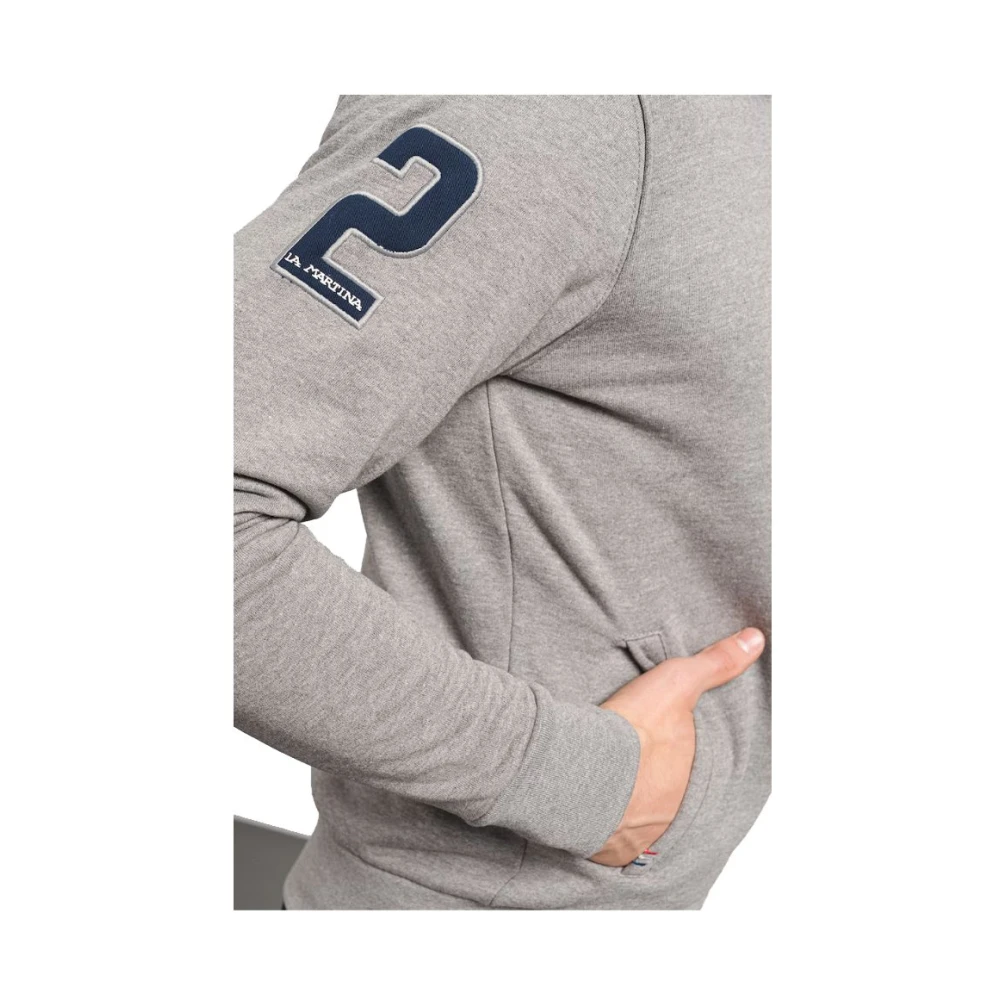 LA MARTINA Grijze Katoenen Zip-Up Sweatshirt Gray Heren