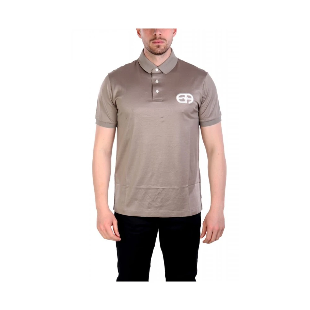Emporio Armani Mannelijk Beige Lyocell-Blend Jersey Polo