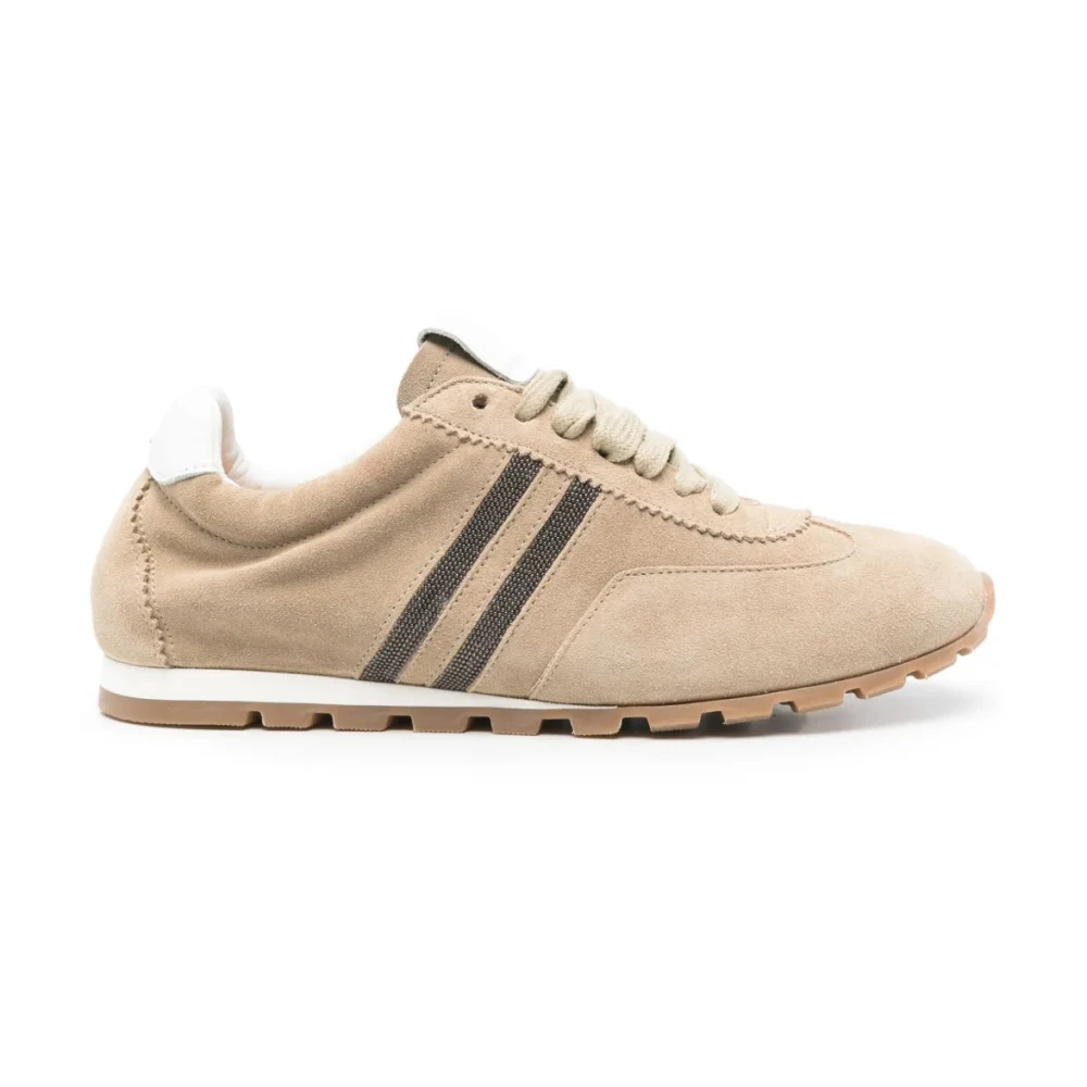 Doucal’s Suède Veterschoenen met Strepen Dames Schoenen Beige