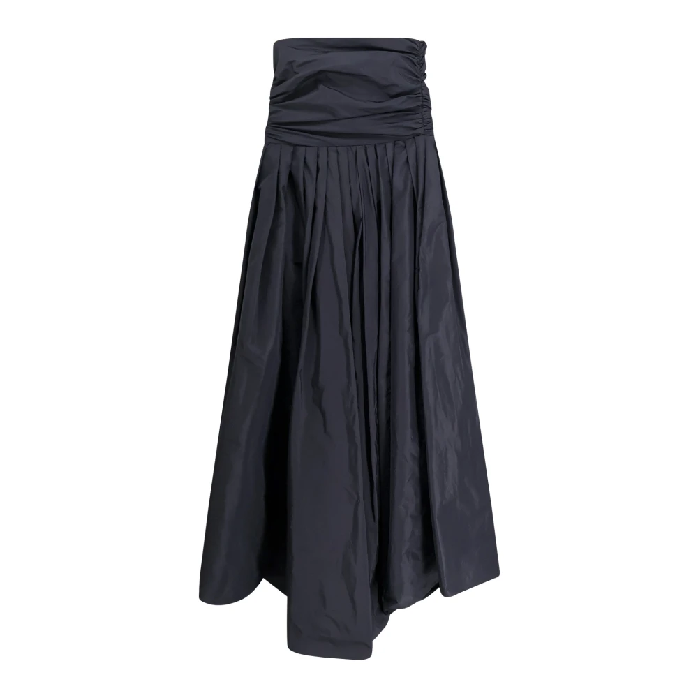 pinko Asymmetrische Taffeta Lange Jurk met Split Black Dames