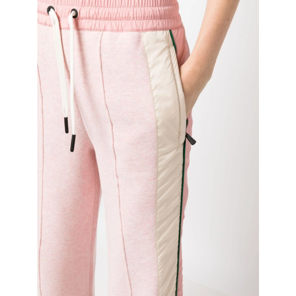 Moncler Roze Gestreepte Katoenen Broek Pink Dames