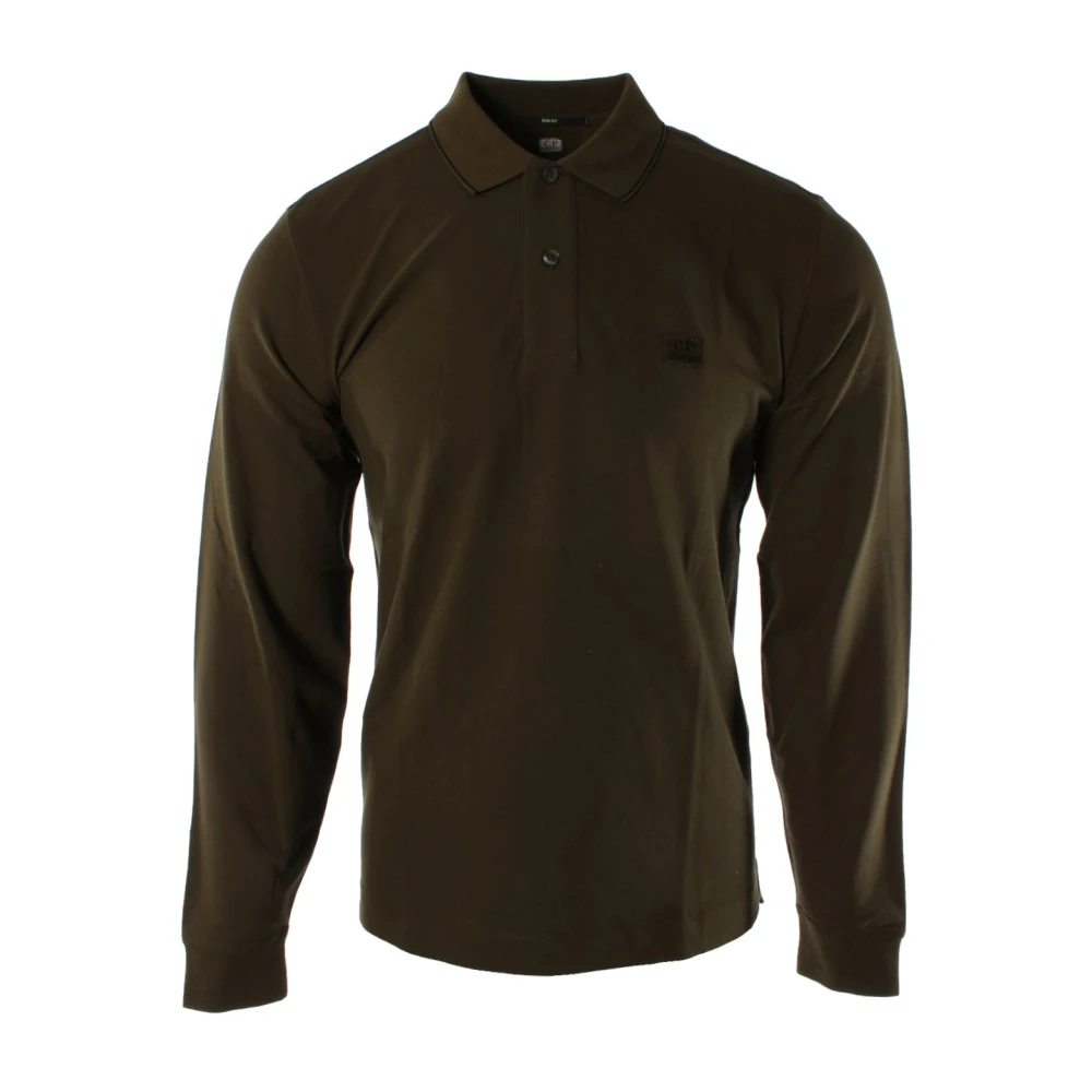 C.p. Company Men's Green Polo Shirts, L, Polo Long Sleeve