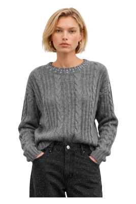 Cable Knit Jumper med metalliska detaljer