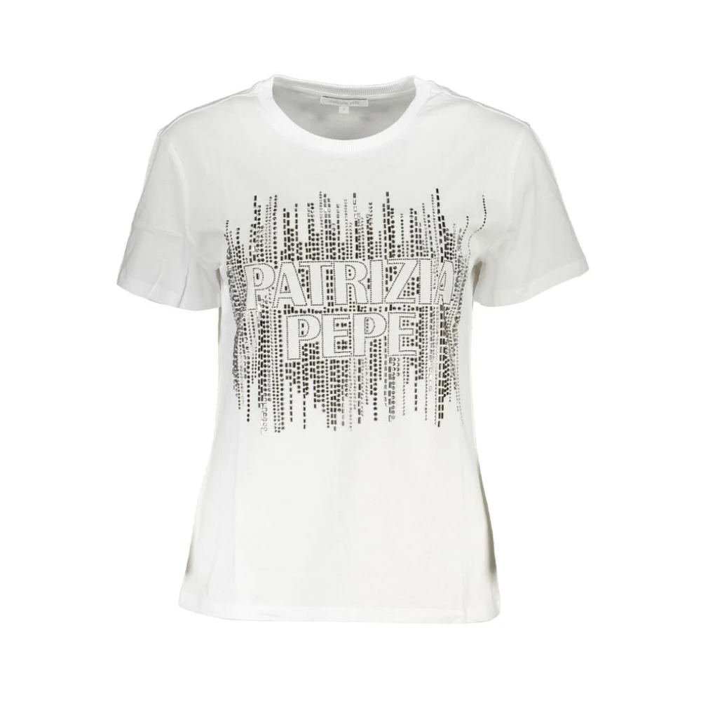 PATRIZIA PEPE Elegant T-shirt met korte mouwen en logo White Dames