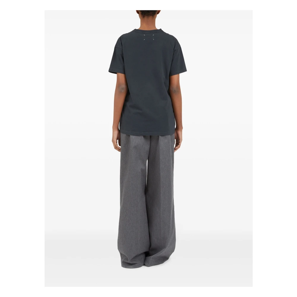 Maison Margiela Geborduurd katoenen T-shirt in Beluga grijs Gray Heren