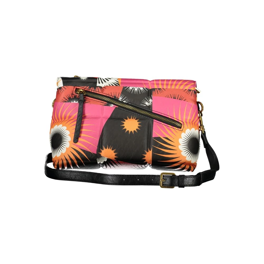 Desigual Zwarte Polyethyleen Schoudertas met Kettingriem Multicolor Dames