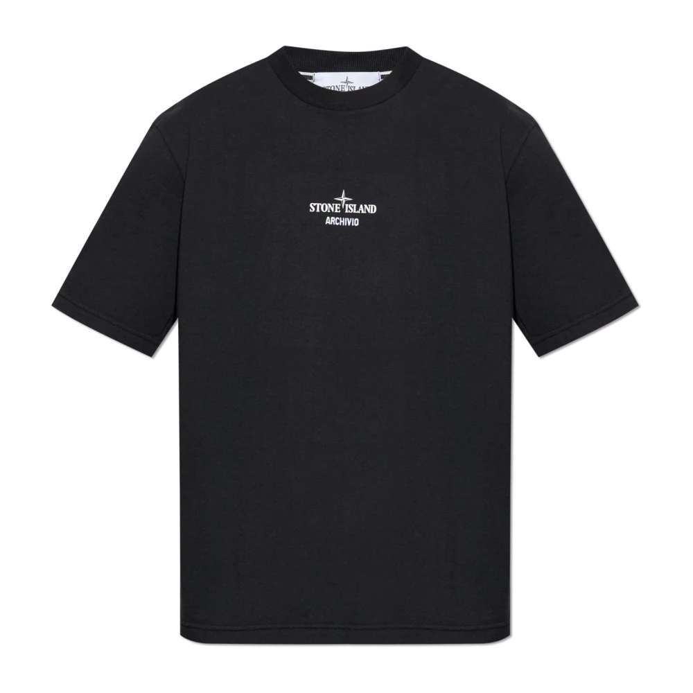 Stone Island Men's Black T-Shirt With Print