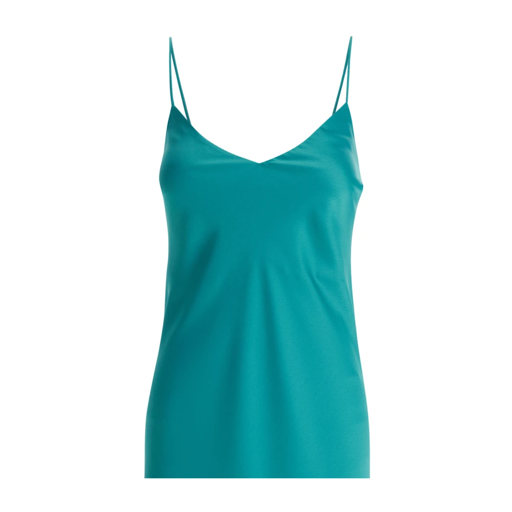 Plain Units Satin Slip Jurk Lichtblauw V-Hals Blue Dames
