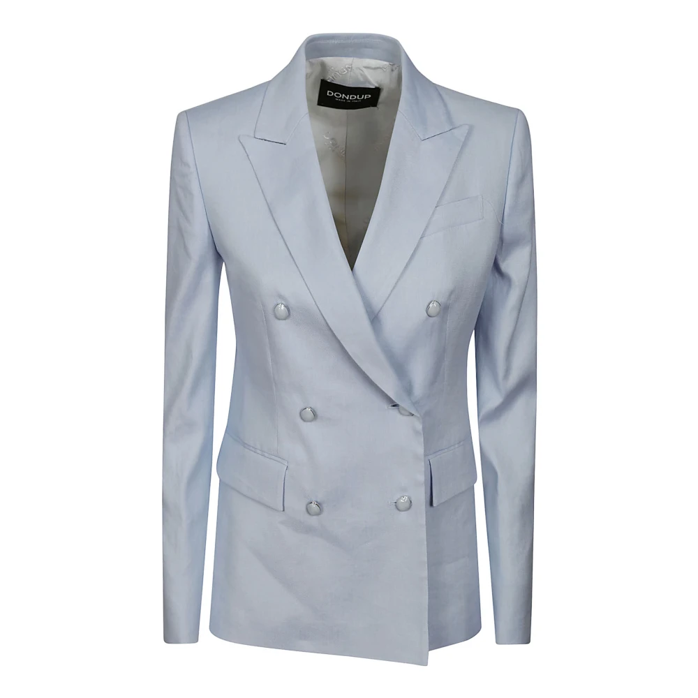 Dondup Slim Double-Breasted Jewel Button Blazer Blue Dames