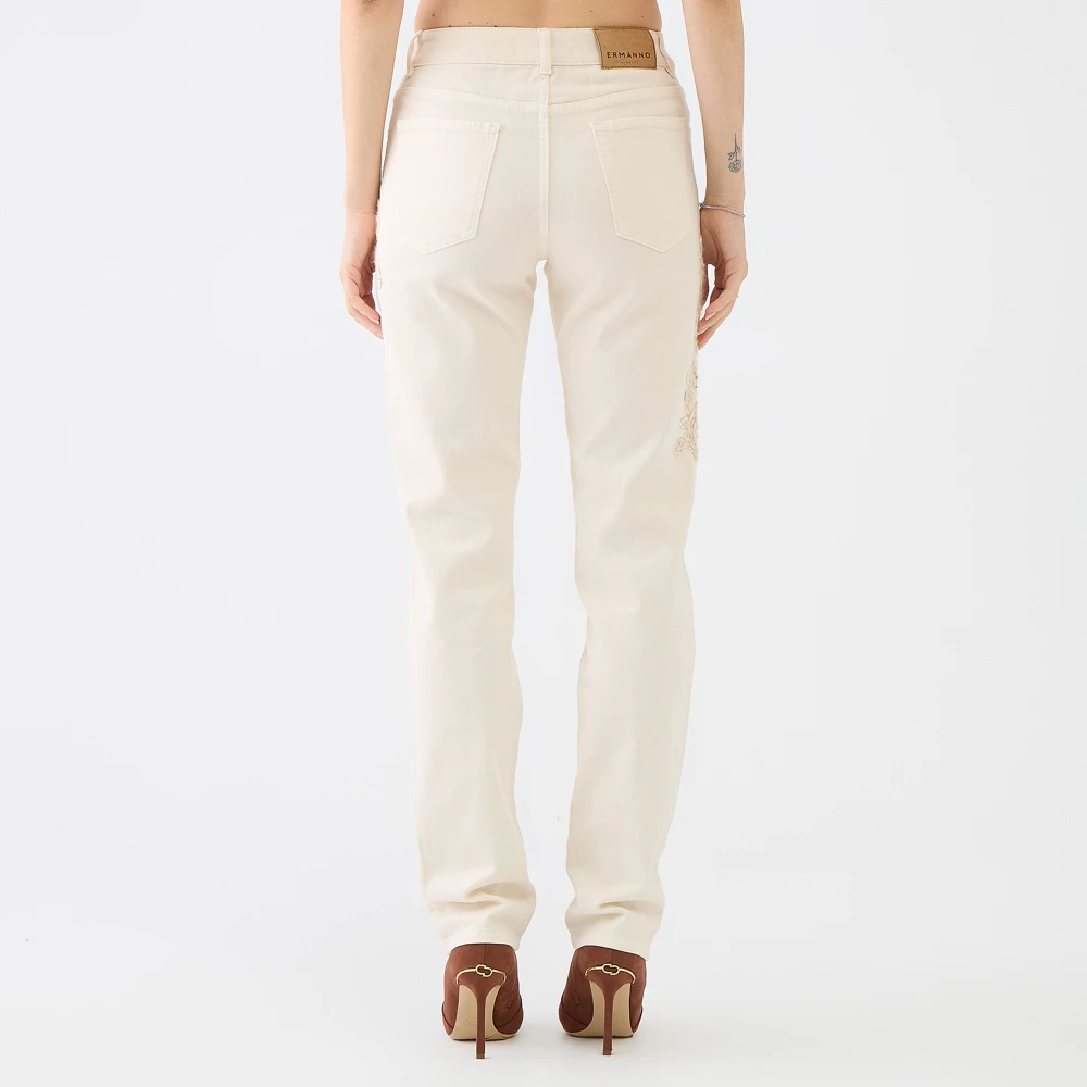 Ermanno Scervino Geborduurde Wide Leg Jeans Honing Beige Dames